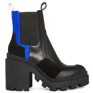 💥KILLER DESIGN💥Rumble Genuine Leather & Suede Moto Boots in Black/ Blue/ White